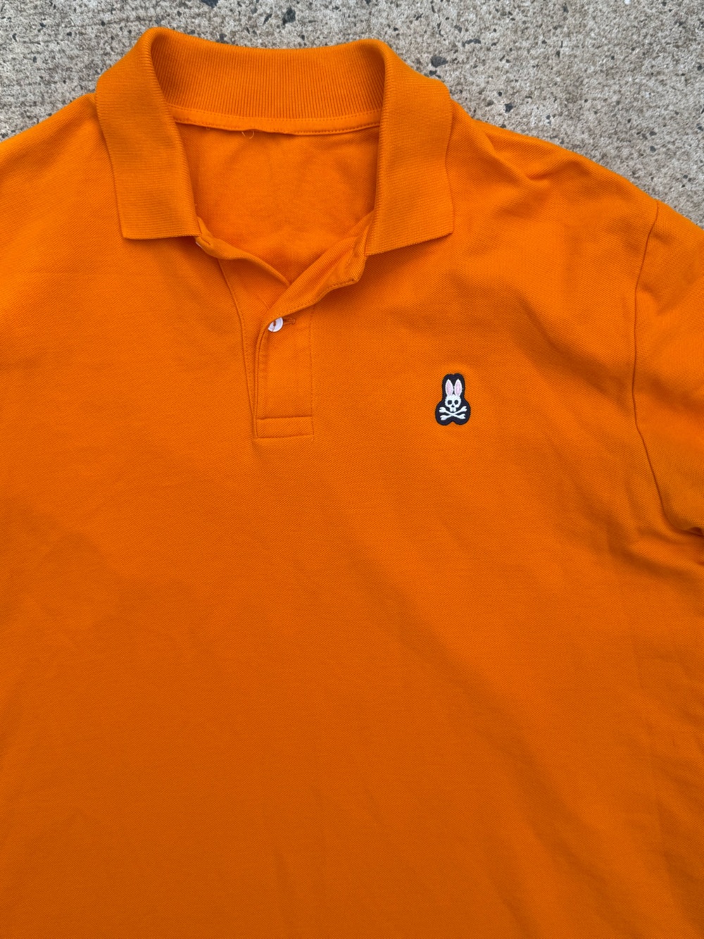 Psycho Bunny Orange V-Neck Polo Sweater with Embroidered Bunny - Picture 3 of 8